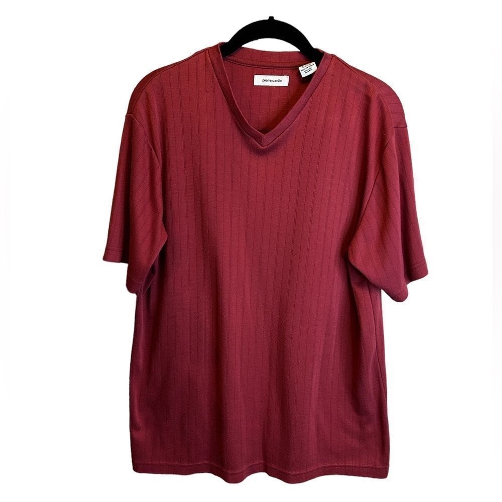5 for $25🔥Medium Pierre Cardin Burgundy V-Neck T-Shirt